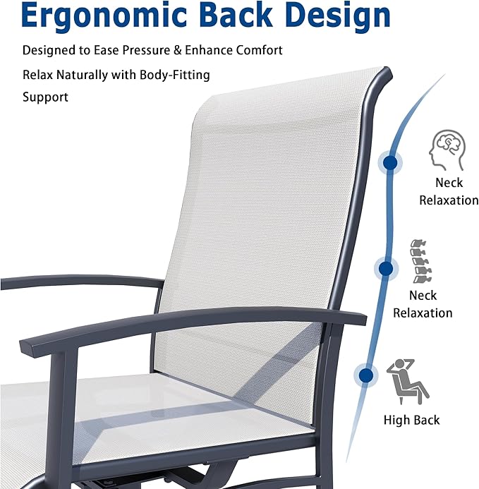 Patio Swivel Chairs Set of 4, Outdoor Swivel Chairs with Armrest, High Back Patio Chair with Metal Frame, All-Weather Outdoor Dining Chair for Deck, Porch and Lawn, Oyster Beige