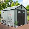 8X12FT Outdoor Resin Storage Shed Waterproof, Waterproof Plastic Garden Shed with Lockable Door, Windows & Vents, Outside Tool Storage Shed for Patio Furniture, Lawn Mower