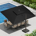 10 X 13 FT Cantilever Patio Umbrella with Base Included Outdoor Heavy Duty Double Top Windproof Rectangle Offset Umbrellas with 360-degree Rotation for Pool Deck Backyard, Black