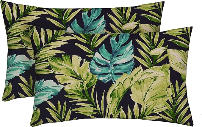 RSH Décor: Set of 2 Lumbar Throw Pillows | Indoor/Outdoor All Weather Polyester Fabric | Decorative Accent Cushions for Patio Furniture | Reversible | 20” x 12" | - Made in USA