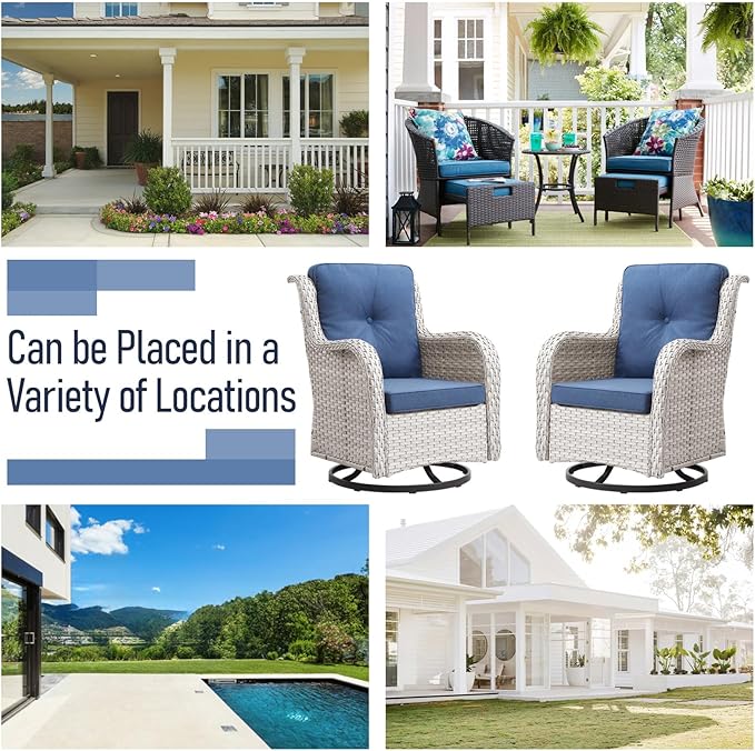Swivel Rocker Patio Chairs：Patio Swivel Rocker Chairs Set of 2, Outdoor Wicker Rocking Chair Outdoor Swivel Rocker Patio Chair