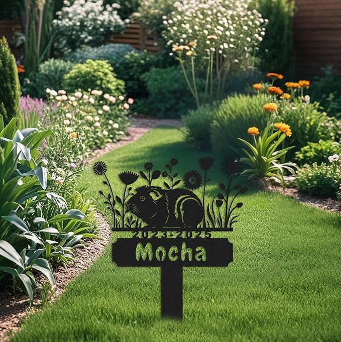 Personalized Guinea Pig Memorial Stake,Pet Plaque Guinea Pig Lover,Metal Guinea Pig Grave Marker,Remembrance Stake,Outdoor Garden Yard Sign guinea pig 10inch