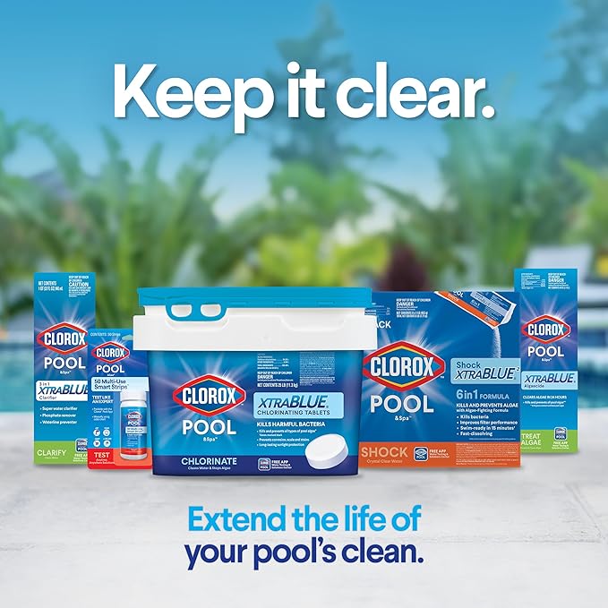Clorox® Pool&Spa™ Shock Clear, for Crystal Clear Swimming Pool Water, Swim-ready in 15 minutes, Suitable for vinyl pools (12-Pack)