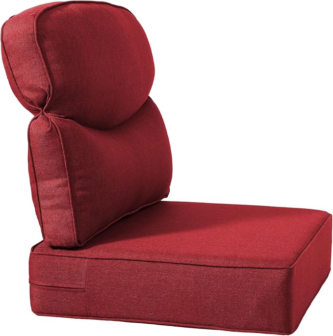 Luxury 24x24x6 Inch Smile Patio Cushions for Outdoor Furniture Set of 6 - Thick Back & Deep Seat Outside Replacement Chair Pillows for Rattan Metal Glider Loveseat Sectional Sofa - Red