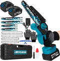 8-Inch & 6-Inch Brushless Mini Chainsaw Cordless with 2×4.0Ah Battery, 4 Guide Bars & Tool-Free Installation, Portable Handheld Chain Saw for Tree Trimming, Branch Cutting and Wood Pruning