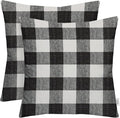 RSH DECOR: Square Throw Pillows Set of 2 | 20” x 20” | All-Weather Spun Fabric | Water and Fade-Resistant | Outdoor Accent Pillows for Patio Furniture | Black Buffalo Plaid