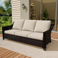 Vista Vibe 78" Patio Wicker 3-seat Sofa, Deep Seat & Upholstered Loveseat, Outdoor All-Weather Rattan Couch with Removable Cushions, Steel Frame Couch for Garden, Poolside (Brown/Beige)