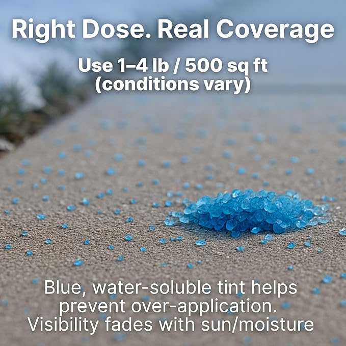 Thawtful Blue Ice & Snow Melt – Snow Melt, Rock Salt, Driveway & Sidewalk Salt for Ice, Blue Granular Rock Salt, Melts to −16°F (−27°C) – Resealable Zip Bag (1 Quart - 2.2 lb.)