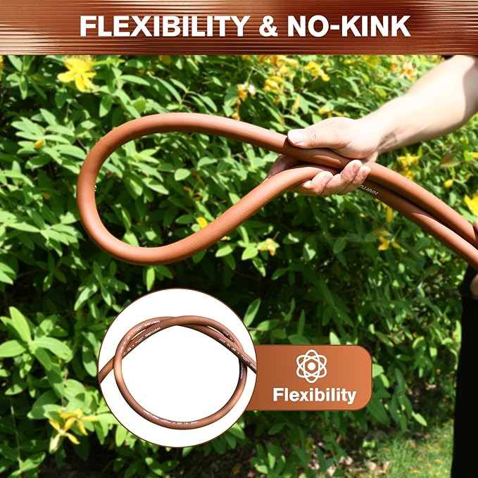 Short Leader Garden Hose 5/8" x 6ft, No Kink Lightweight Water Hose, Hybrid Rubber, Heavy Duty, 650 Burst PSI, Male to Female Fittings