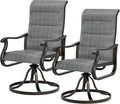 UDPATIO Patio Swivel Dining Chairs Set of 2, Outdoor Dining Chairs High Back with Padded All Weather Breathable Textilene, Metal Rocking Frame for Lawn Garden Backyard, Dark Grey