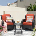 HOOOWOOO Patio Furniture Set,3 Piece Outdoor Furniture with Swivel Chairs,Wicker Patio Bistro Chairs Set,Orange Red