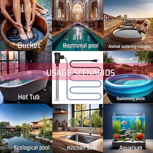 240V 3000W Immersion Water Heater for Hot Tub & Pool – Portable Electric Submersible Heater with Temp Control, Auto Shut-Off, and WiFi Timer for Swimming pool, Above Ground Pool, and Bathtub