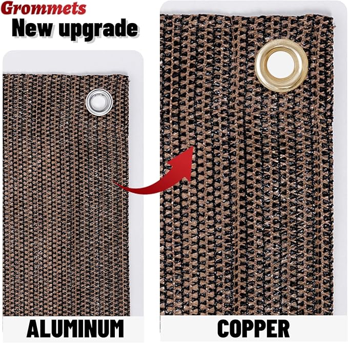 SUNNY GUARD Shade Cloth Custom Size 10x22 FT Sun Shade Screen Fabric Shade Cover Tarp with Grommets for Pergola Backyard Garden, Brown(We Customized)