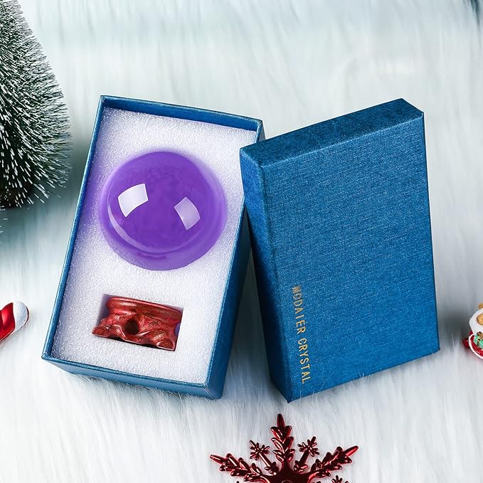 Purple 100mm/3.9 inch Large Crystal Ball with Rose Wooden Stand and Gift Box for lensball Photography,Fortune Teller,Feng Shui, Witchcraft Decor,Scrying,Magic,Quartz Crystal Orb Prop Glass Sphere
