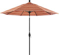 California Umbrella 9' Round Aluminum Pole Fiberglass Rib Market Umbrella, Crank Lift, Collar Tilt, Black Pole, Sunbrella Spectrum Mist