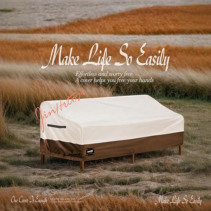 3-seater Outdoor Couch Cover,93"Wx40"Dx35"H Patio Sofa Cover,100% Waterproof Heavy Duty Patio Furniture Covers,Beige&Brown