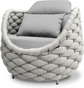 Patio Accent Chairs: Aluminum Porch Lounge Chair with Arms - Woven Rope Cushioned Armchair - Modern One Seater Chair - Outdoor Deck Furniture for 400lbs Balcony Lanai Poolside Garden Hotel, Gray