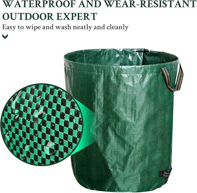 kingsea 2 Pack Reusable Garden Waste Bags,Heavy Duty Yard Waste Bag with Dual Handles,Lawn Pool Garden Leaf Bag for Collecting Leaves Grass Clippings Yard Debris (72 Gallon)