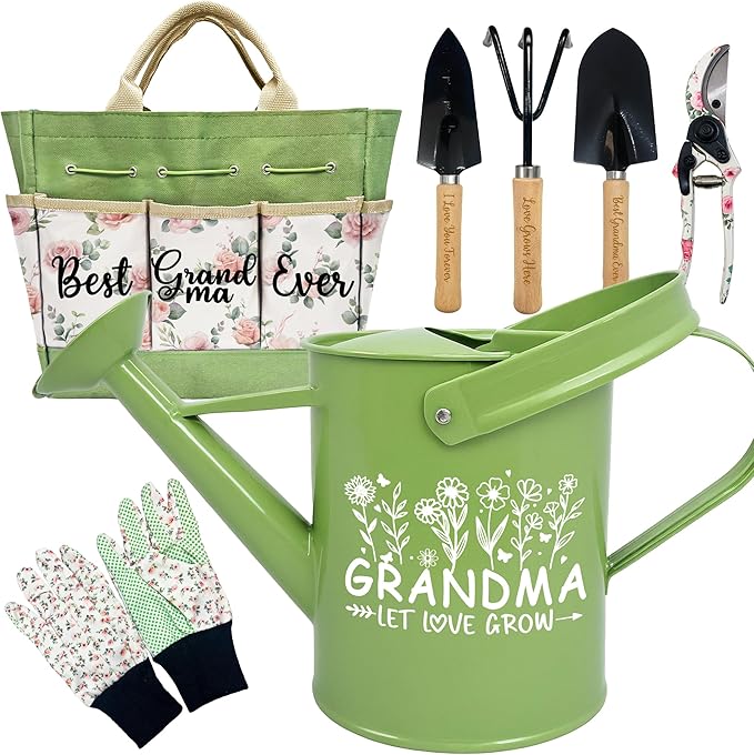 Gifts for Grandma, Grandma Garden Kit Birthday Gifts from Grandkids Floral Gardening Tools and Durable Garden Tools Organizer Tote, Ideal Gardening Gift for Women on Grandparents Day Chrismas