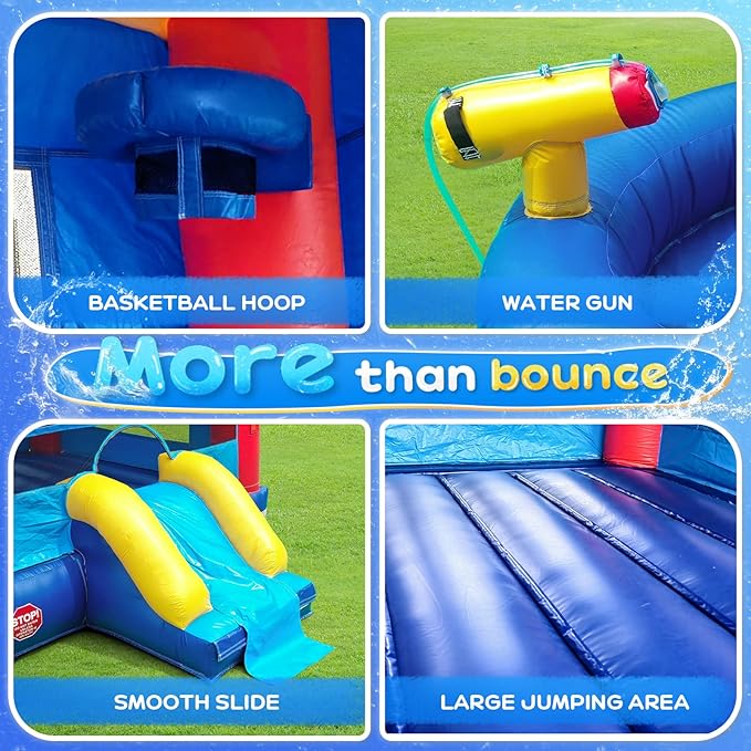 JOYMOR Commercial Inflatable Bounce House with Slide for Adults and Kids, Support 500lbs Capacity, 100% PVC Vinyl Bounce House for Big Kids Outdoor- Includes Blower, Repairing Kit and Storage Bag
