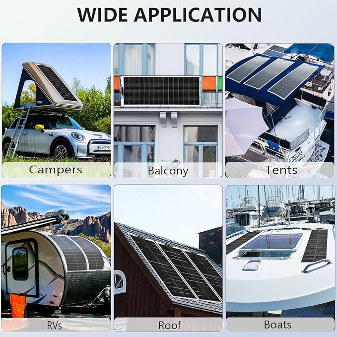 XINPUGUANG Solar Panel 200W 12V Flexible System Kit,2X100W Monocrystalline Fiberglass Module 20A Controller Extension Cable for Off Grid Home,RV,Caravan,Boat and Other Battery Charger（200W