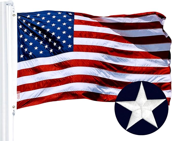 G128 Combo Pack: USA American Flag 3x5 Ft Embroidered Stars & Alaska State Flag 3x5 Ft Embroidered