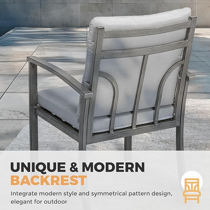 HAPPATIO 5-Piece Patio Outdoor Dining Sets - All Aluminum Outdoor Patio Table and Chairs Set for 4 Includes 1 Square Dining Table, 2 Dining Chairs, and 2 Swivel Dining Chairs, for Lawn or Garden