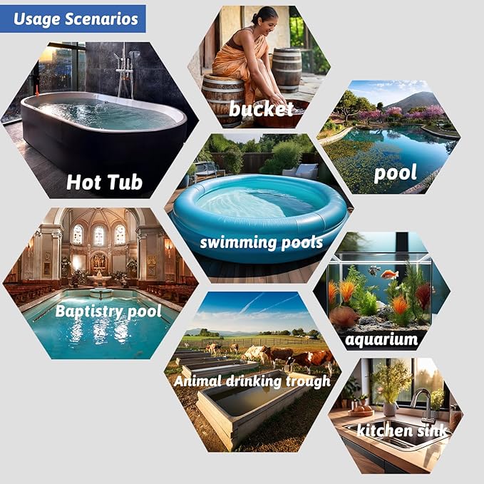 3500W 240V Immersion Water Heater Portable Electric Pool and Hot Tub Submersible Water Heater with Temp Control, WiFi Timer for Bathtub, Baptistry, Swimming pool, above ground pool and Sap