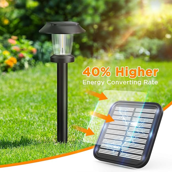 ALEPOD Solar Pathway Lights Outdoor - 12 Pack Solar Powered Garden Lights Waterproof, Decor Landscape Lighting with Three Lighting Modes for Yard, Lawn, Walkway, Driveway, Warm White