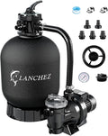 LANCHEZ 16" Sand Filter Pump for Above Ground Pool with Timer, 1.5 HP, Max 4900 GPH for Pools Up to 16000 GAL, 6-Way Valve Pool Sand Filter System, Enhanced Circulation for Crystal-Clear Pool