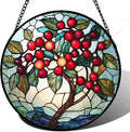 CRIS GIF Stained Glass Window Hanging - Red Fruit Tree Landscape Suncatcher for Doors Garden Patio Sun Catchers Decor Christmas Mother's Day Birthday Gifts for Women Men Mom Nana Friend 6.3 in