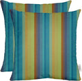 RSH DECOR: Sunbrella Square Throw Pillows Set of 2 | 24" x 24" | Water and Fade-Resistant Performance Fabric | Outdoor Pillow Covers with Down-Alternative Inserts | Astoria Lagoon