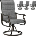 UDPATIO Patio Swivel Chairs Set of 4, Outdoor Dining Chairs High Back with Padded All Weather Breathable Textilene, Metal Rocking Frame for Backyard Lawn Garden, Dark Grey