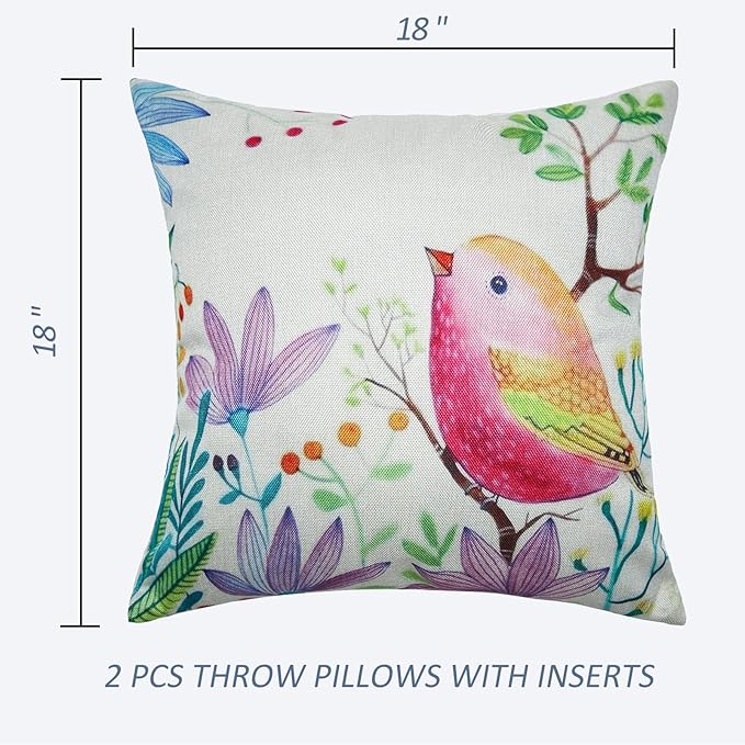 Outdoor Throw Pillows Waterproof Set of 2 Patio Pillows 18×18 Inch Decorative Pillows for Bed, Couch, Sofa and Patio Furniture