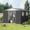 Ball & Cast 6x9 FT Outdoor Storage Shed, Metal Garden Sheds with Punched Vents and Sliding Door, Clearance Tool House with Aluminum Frames for Backyard Patio,Grey