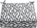 BrylaneHome Extra-Thick Seat Cushion - 23”L x 22”W x 5.5”H - Patio & Outdoor - Water, Stain & Fade Resistant - Black Ikat