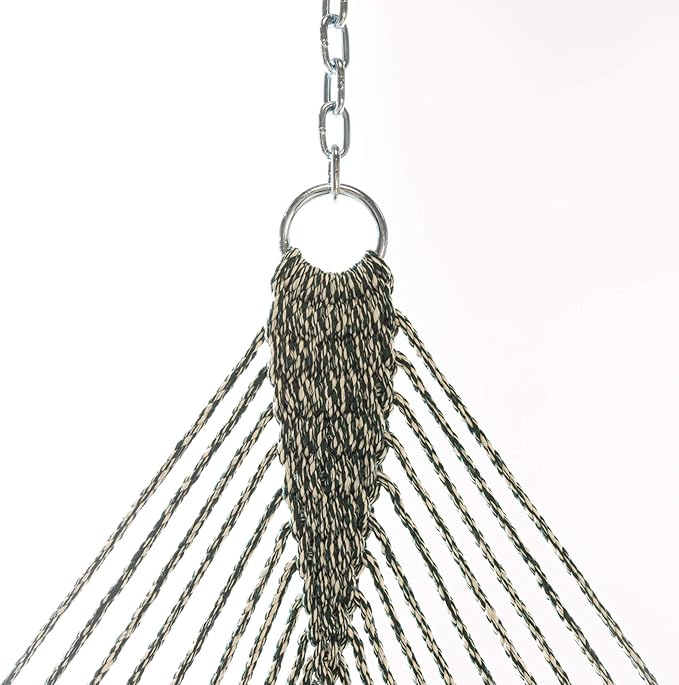 Original Pawleys Island Deluxe Green Oatmeal Heirloom Tweed DuraCord Rope Hammock – 13 ft. x 60 in., 2-Person, 450 lb Capacity, Oak Spreader Bar, Zinc-Plated Hardware, Handcrafted in The USA