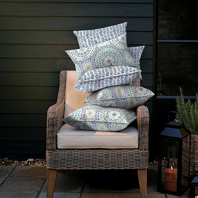 LVTXIII Outdoor Throw Pillows 20x20 Patio Waterproof Square Pillows with Piping Fade Resistant Accent Pillow for Spring Summer Garden Decoration, Set of 2, Pebble Blue