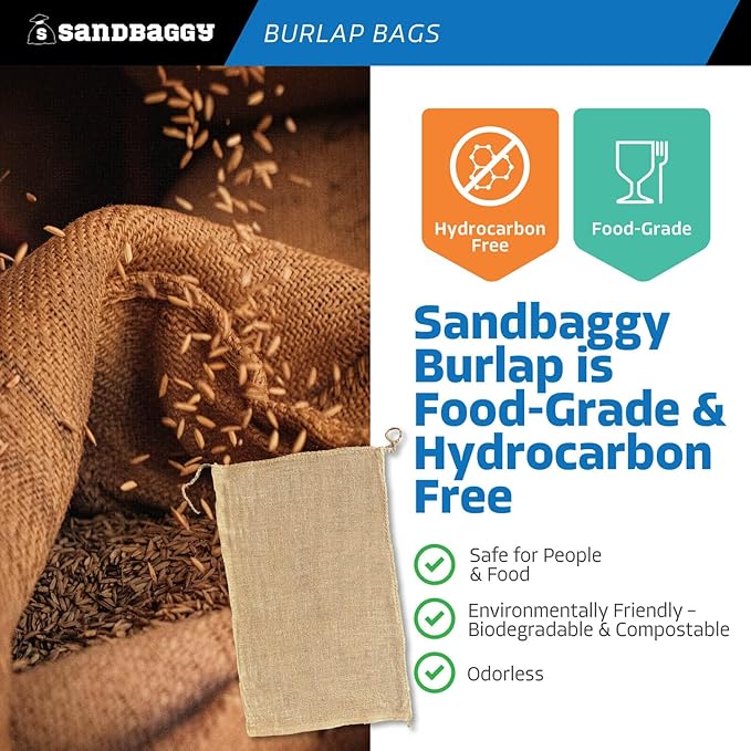Burlap Bags 22" x 36" - Great for Planting/Gardening - Kids Sack Bag - Plant Covers - Food Grade - Sacks Burlap by Sandbaggy (Pack of 50)