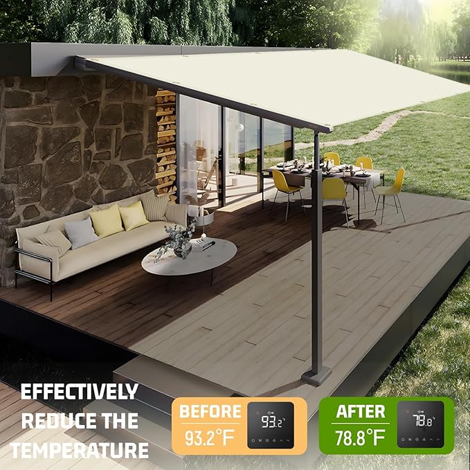 SUNNY GUARD Shade Cloth Custom Size 4x6 FT Sun Shade Screen Fabric Shade Cover Tarp with Grommets for Pergola Backyard Garden, Butter Cream(We Customized)