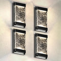 ASD LED 12 Inch Bubble Glass Wall Light Fixture | 22W 500LM 3000K-5000K 120V | 3CCT, Waterproof, Dimmable, Up-Down Glow, ETL Listed | Exterior Flush Mount Sconce, Outdoor Lighting | Black, 4 Pack