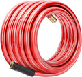 Solution4Patio Long Leader Garden Hose 3/4 in. x 50 ft. -Heavy Duty Durable Flexible Lightweight Water Pipe -Brass Aluminum Male/Female Fittings for Household & Commercial -Kink Free, No Leaking -Red