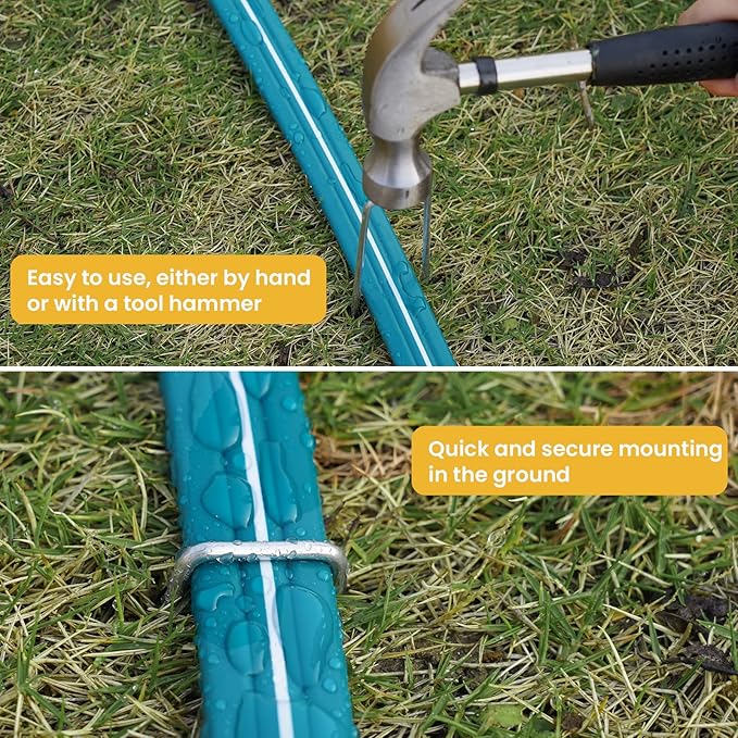 LINEX Sprinkler Soaker Hose 50 ft 2 pack for Garden Lawn Watering Hose with Hose Stakes