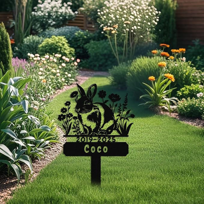 Custom Rabbit Grave Marker,Personalized Bunny Memorial Garden Stake,Pet Memorial Gift,Remembrance Stake,Loss of Bunny,Sympathy Sign Rabbit 10inch
