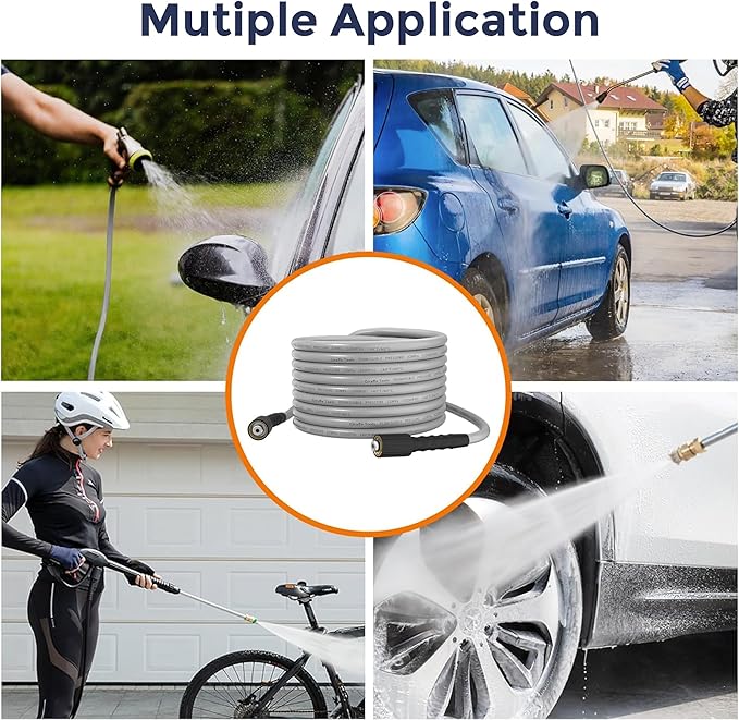 Giraffe Tools Pressure Washer Hose 50FT 1/4", 3200 PSI Power Washer Hose for Replacement, Kink Resistant High Pressure Washing Hose Extension with M22-14mm Fittings, 2 Quick Connectors