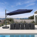 PURPLE LEAF 13' X10' Rectangle Patio Umbrella Large Outdoor Aluminum Offset Umbrella with 360-degree Rotation Cantilever Umbrella for Garden Deck Backyard Pool Navy Blue