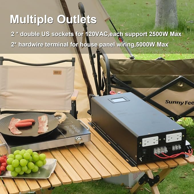 WZRELB Split Phase Power Inverter 5000W 36V Pure Sine Wave Inverter,Peak 10KW, 36VDC to 120V/240VAC, High Efficiency up to 91.6%,LCD Display, high Frequency Inverter for Off Grid System