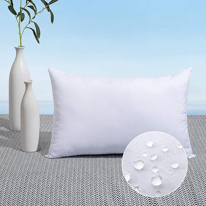 MIULEE Outdoor Pillows 12x20 Pillow Insert Throw Pillow Insert, Water-Resistant Premium Outdoor Pillow Stuffer Sham Rectangle for Couch Sofa Patio Furniture Cushion Porch Swing