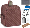 COSTWAY Portable Steam Sauna, Remote Control, 3L Steamer, Foldable Sauna Spa with 9 Temperature and 90 Mins Timer, Atomization, Personal Sauna Hat Tent for Detox Relaxation (Coffee)