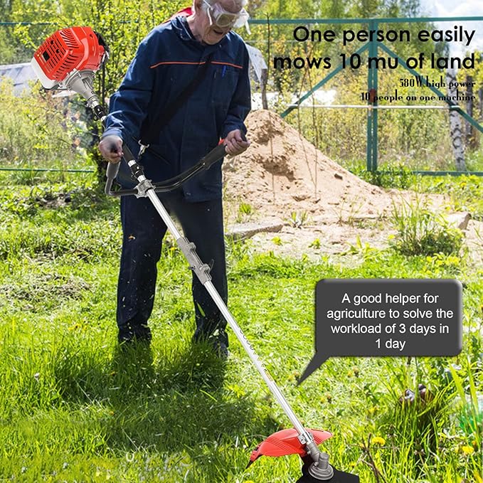 52CC Gas Weed Eater, 2 in 1 Weed Wacker Gas, 2025 Upgraded Gas Powered Weed Eater[New Model Quality Improvement], 2000w 8500rpm Heavy Duty Brush Cutter Ideal for Yard Garden